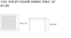 1304 Shelby Dining Table 3'